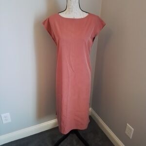 Eileen Fisher Chuty Bateau Neckline Coral Sandwashed Tencel Dress - XS